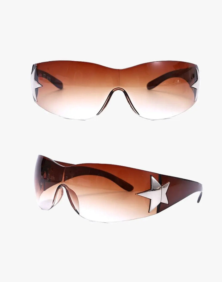 Y2K Shield Rimless Sunglasses High Street Pink