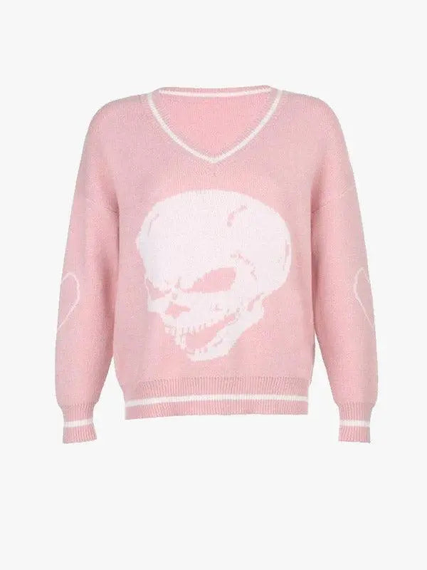 Goth Oversized Knitted Sweater High Street Pink