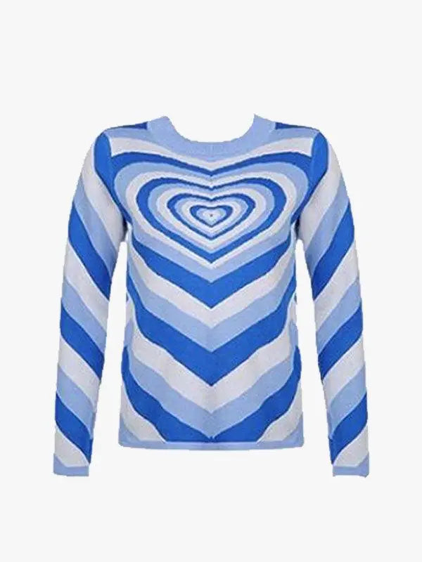 Heart-Wave Print Knitted Sweater hhighstreetpink