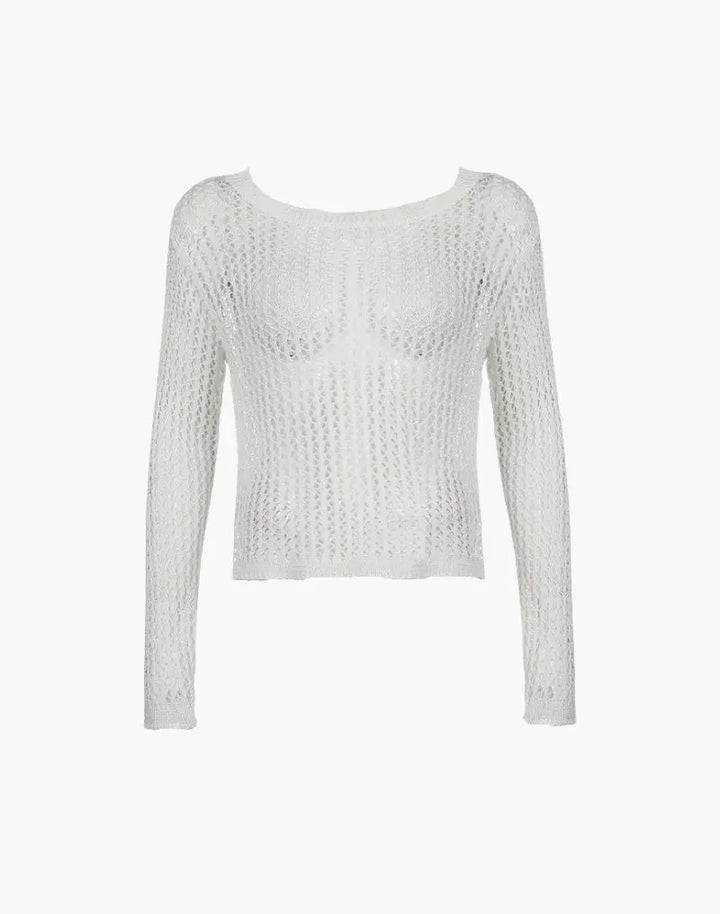 Hollow Out Knit Sweater High Street Pink