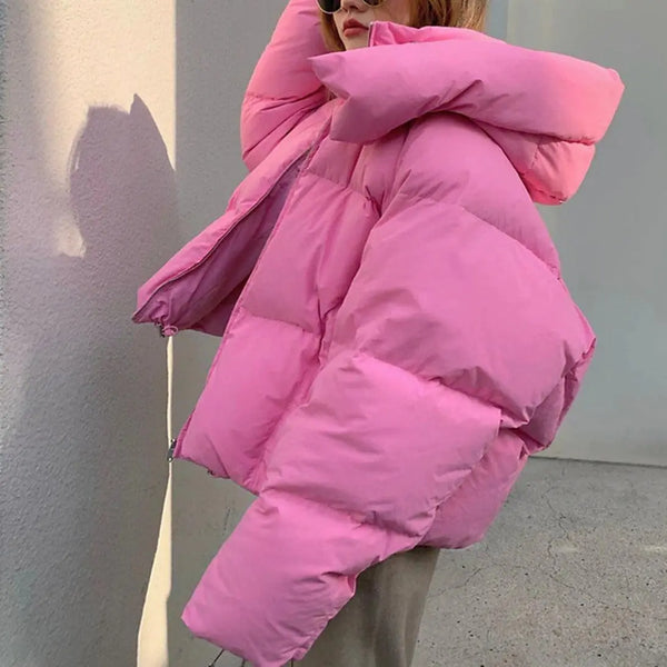 Hooded Puffer Jacket High Street Pink
