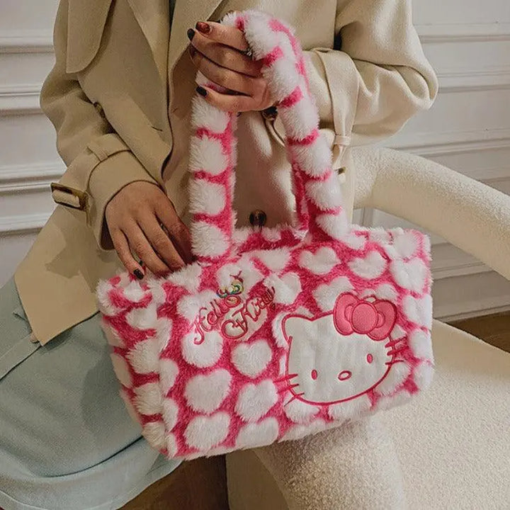 Kitty Kawaii Fluffy Handbag High Street Pink