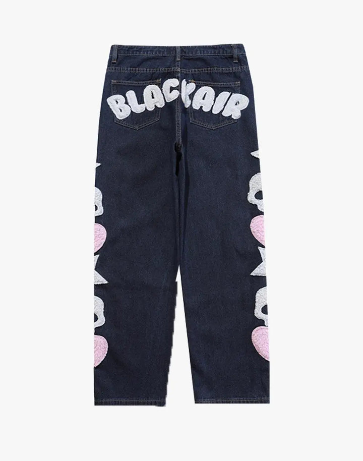 Skull and Star Patches "blackair" Jeans High Street Pink
