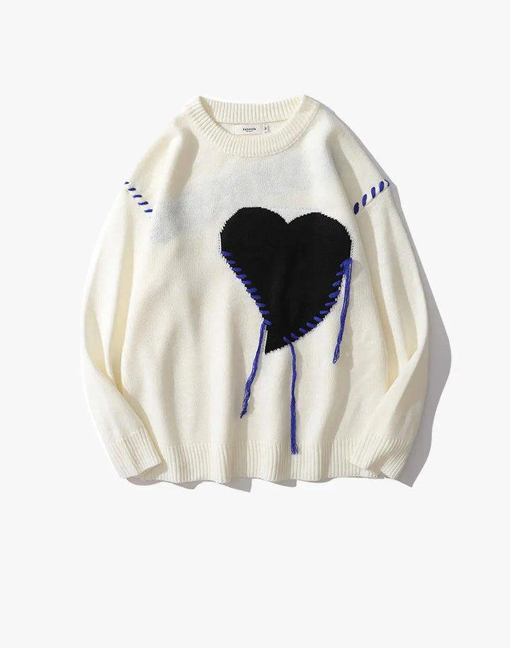 Stitched Heart Knit Sweater High Street Pink
