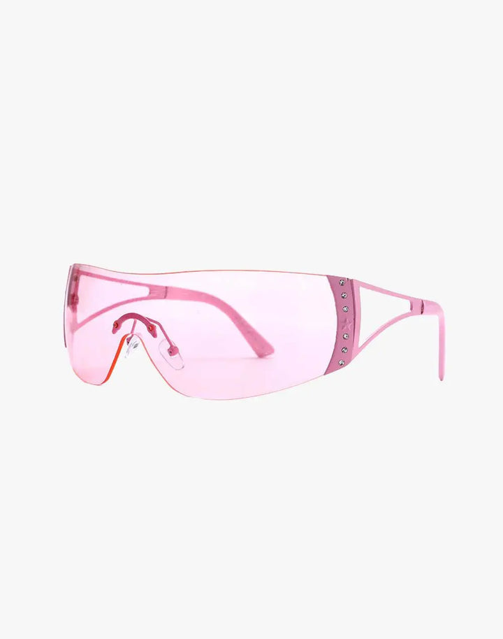 Y2K Futuristic Sunglasses High Street Pink