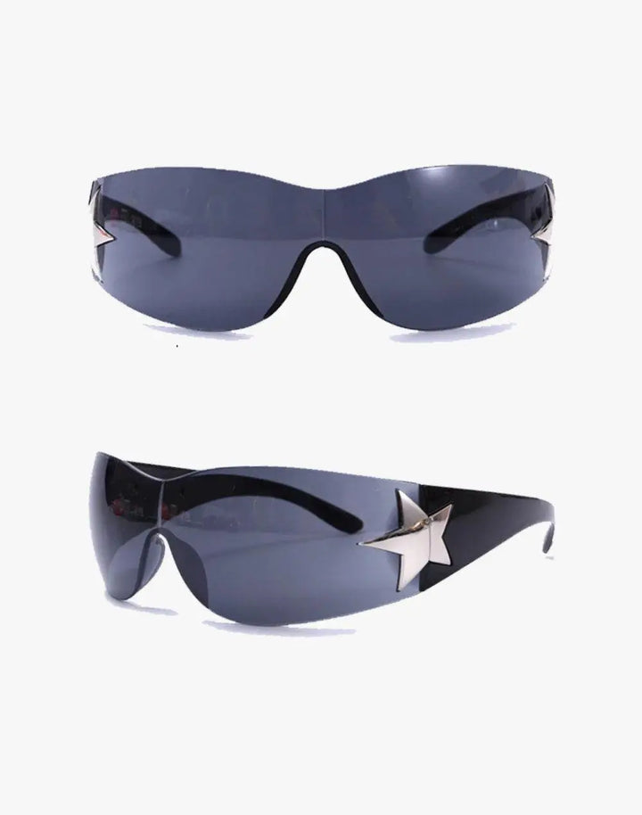 Y2K Shield Rimless Sunglasses High Street Pink