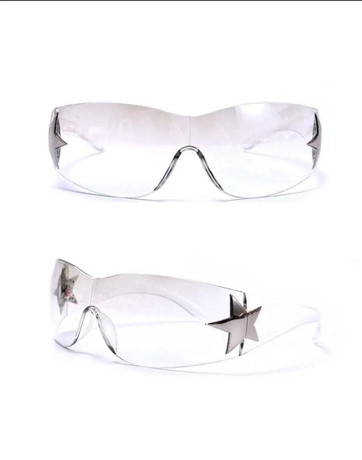 Y2K Shield Rimless Sunglasses - Cyber Y2K Shop